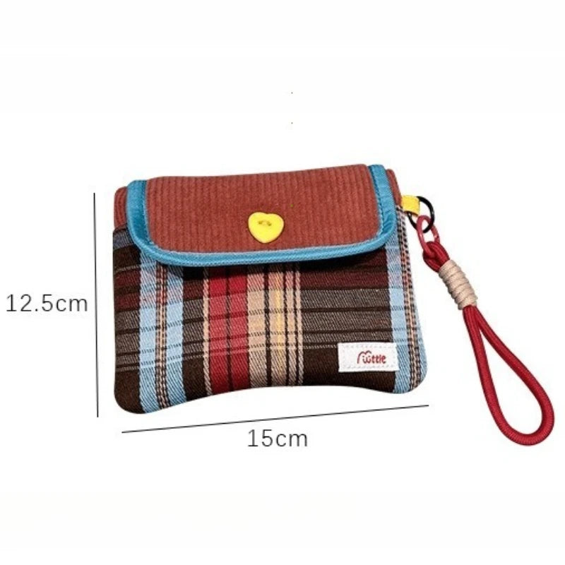 New Fresh Checkered Storage Bags Candy Sanitary Towel Small Bags Portable Sanitary Napkin Storage Bags Large Capacity Practical Peaceful Pleasures Health and Wellness
