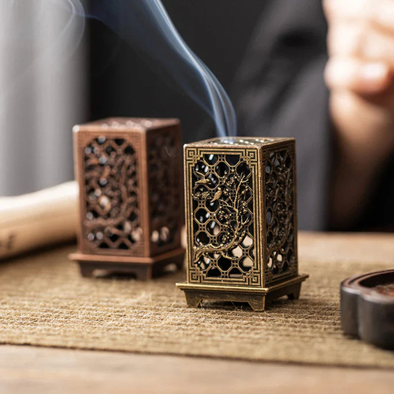 Square Alloy Incense Burner | Chinese Censer Aromatherapy Holder