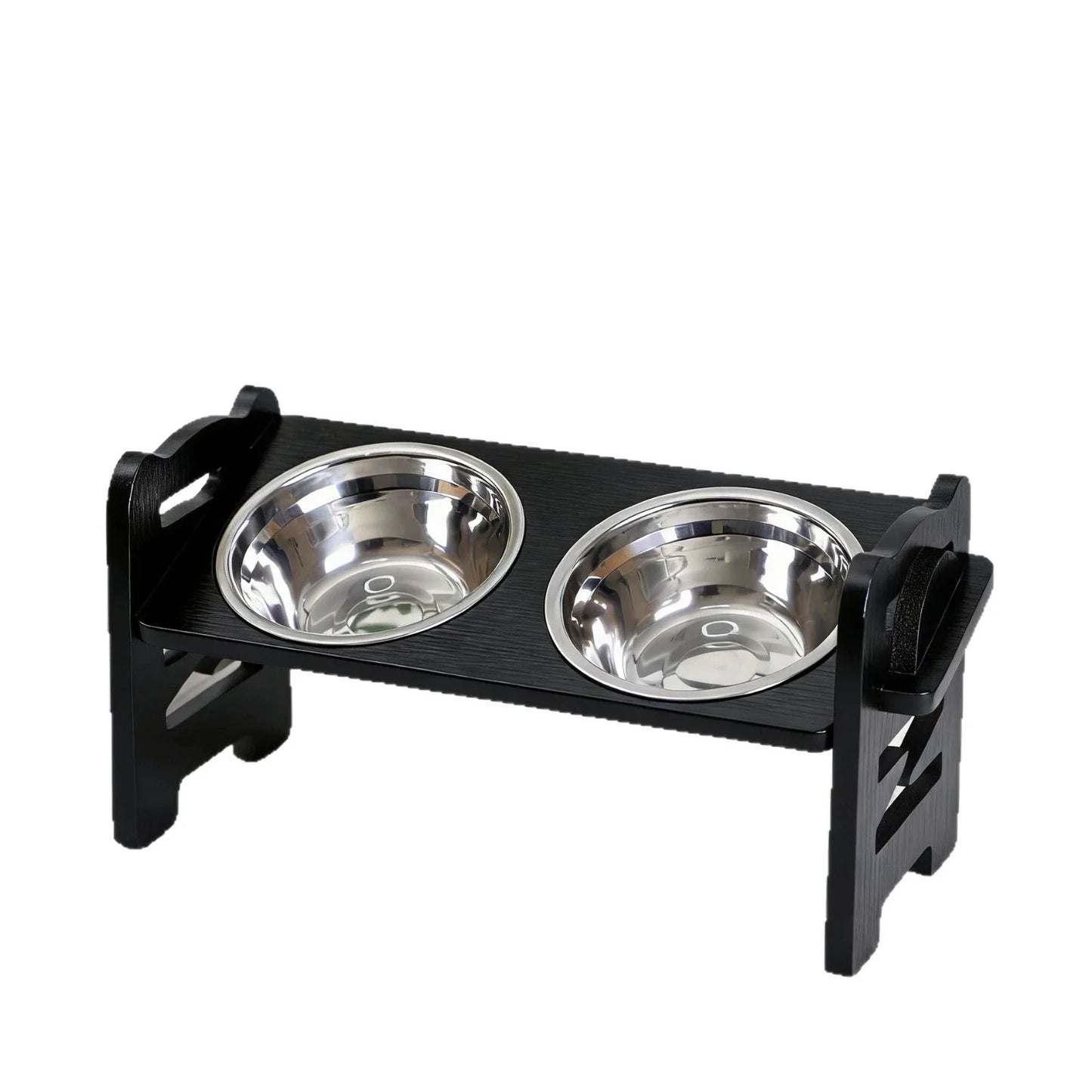 Elevated Cat Bowls | Adjustable Bamboo Stand & Stainless Steel