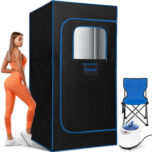 Portable Steam Sauna Personal Full Body Sauna Spa for Home Relaxation,4L1500 Watt Steamer Remote Control Portable Chair Peaceful Pleasures Health and Wellness 1PCS