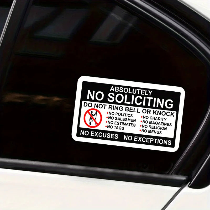 2pc Vinyl No Soliciting Decal Sticker Waterproof and Sunproo for Cars,Door Peaceful Pleasures Health and Wellness