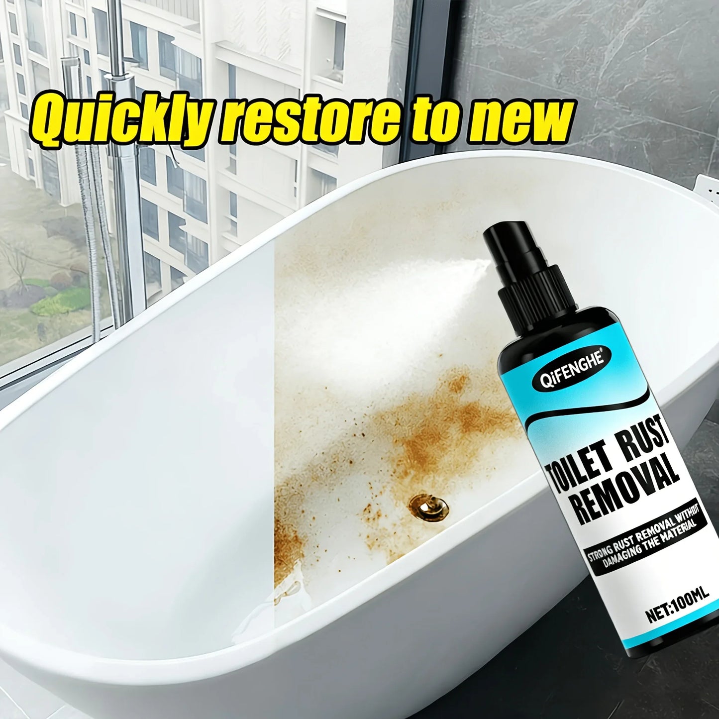 QIFENGHE Ceramic & Marble Rust Remover Spray | Fast-Acting