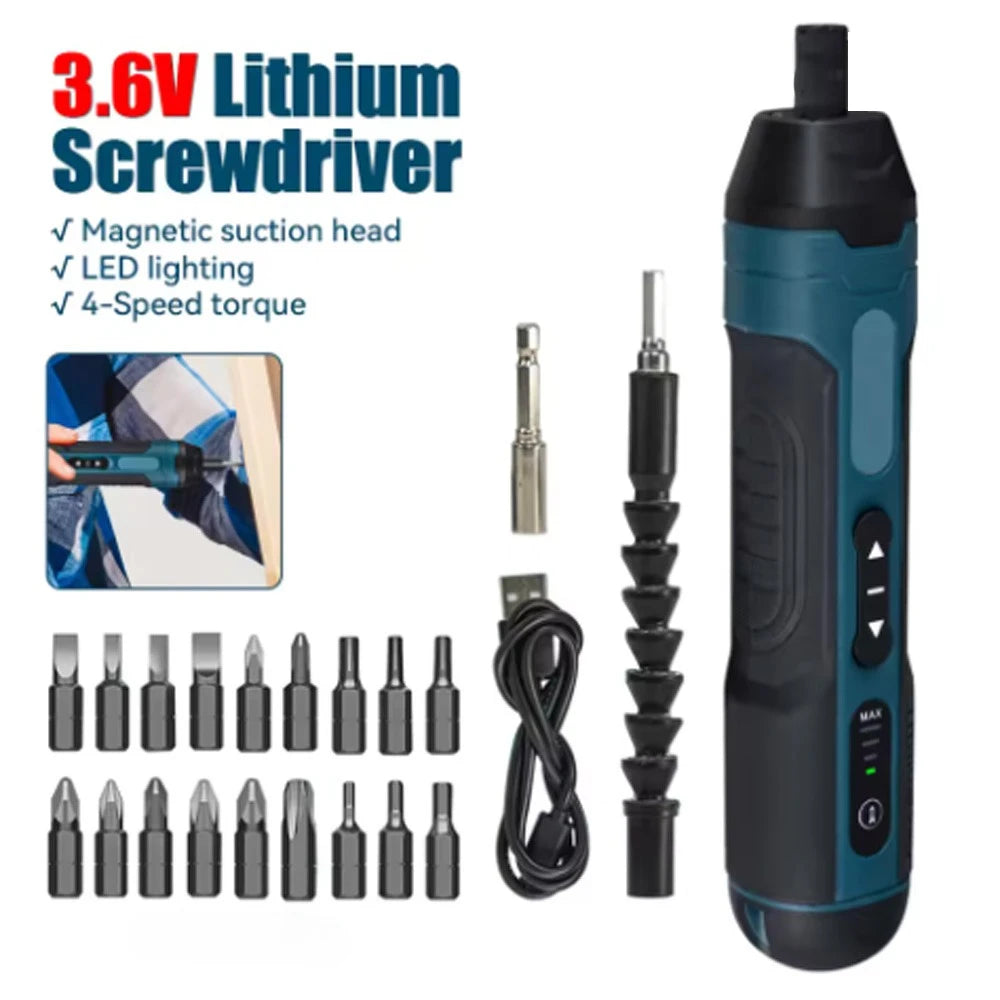 Mini Cordless Electric Screwdriver 1300mAh Rechargeable,Adjustable Torque Power Drill Multi-function Home DIY Repair Tool Peaceful Pleasures Health and Wellness