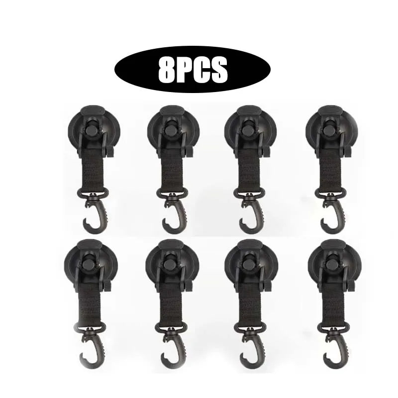 Car Tent Suction Cup Hooks | Camping Awning Buckle Clips 4-Pack