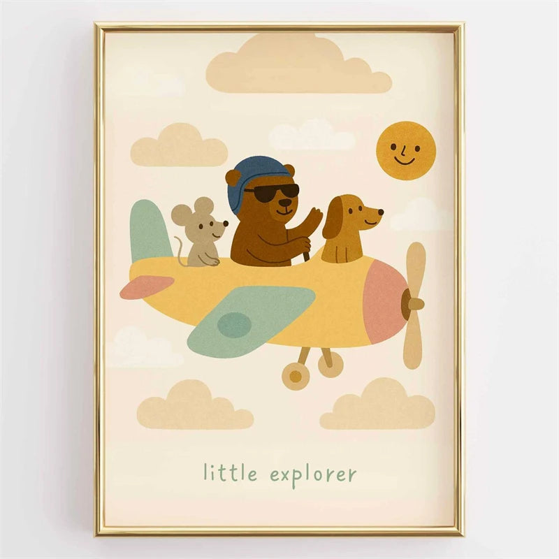 Minimalist Animal Print Canvas Wall Art | Colorful Eclectic Poster
