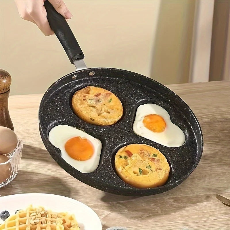 1pc Stainless Steel Non-Stick Skillet, Multi-Section Breakfast Pan with Burger & Egg Mold, Handle, Compatible with Gas Stove Peaceful Pleasures Health and Wellness