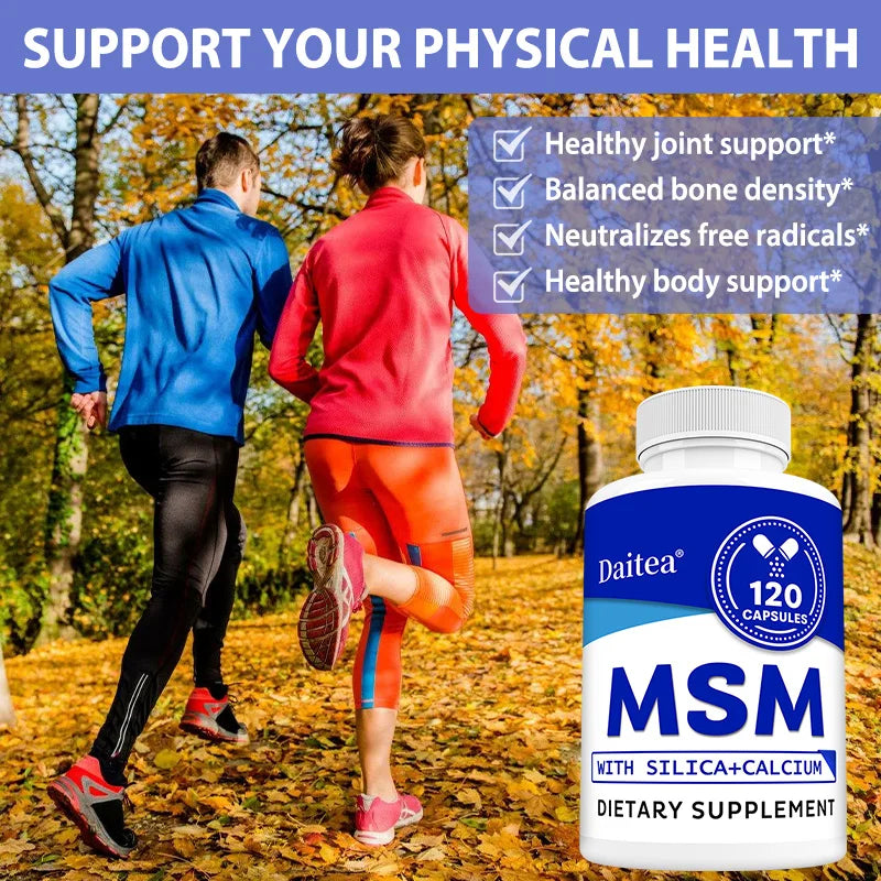 MSM with Silica + Calcium Capsules, 120 Servings – Supports Bone Health – Promotes Hair & Nail Health – Non-GMO, Gluten-Free Peaceful Pleasures Health and Wellness