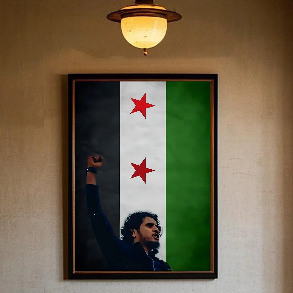Syrian Revolution Flag HD Wall Poster – Waterproof PVC Decor Wall Art Poster Peaceful Pleasures Health and Wellness z15 40X50cmNoframe