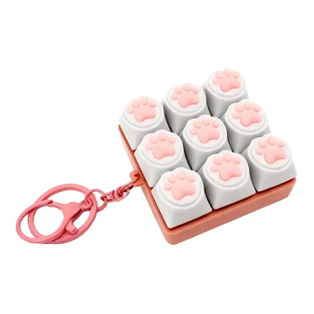 Cat Paw 9-Key Mechanical Keyboard Fidget Toy & Keychain Fidget Keyboard Toy Peaceful Pleasures Health and Wellness A
