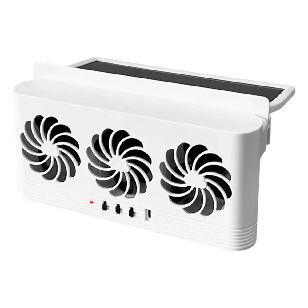 Solar Car Exhaust Ventilation Fan – 3-Fan USB Powered