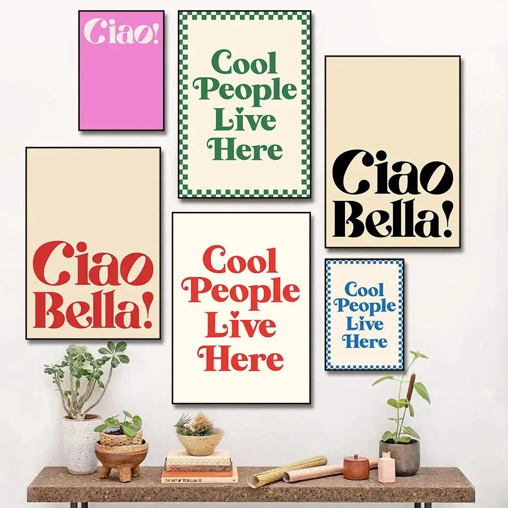 Ciao Bella Quote Canvas Print | Minimalist Wall Art Decor Canvas Wall Art Print Peaceful Pleasures Health and Wellness