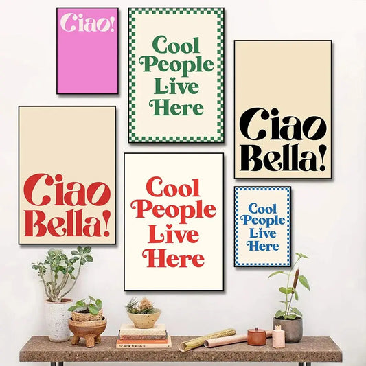 Ciao Bella Quote Canvas Print | Minimalist Wall Art Decor Canvas Wall Art Print Peaceful Pleasures Health and Wellness