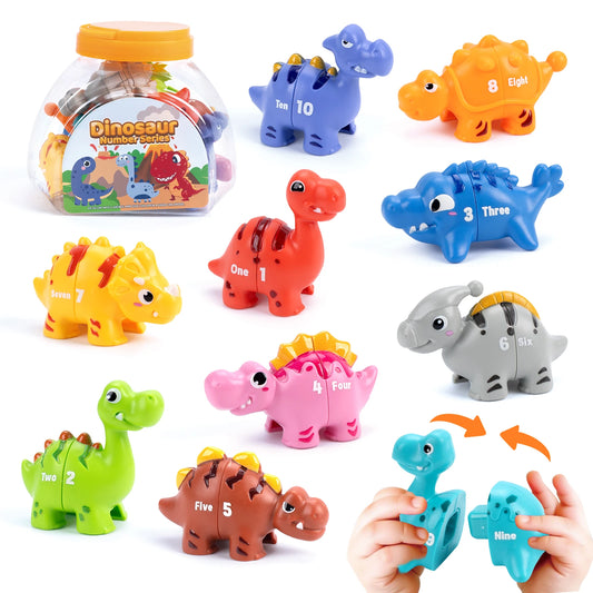 Dinosaur Matching Game Toy Letter&number Sorting Fine Motor Skill Peaceful Pleasures Health and Wellness 10pcs with bottle