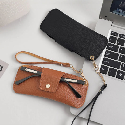 Slim PU Leather Sunglass Case with Wrist Strap | Travel Sunglass Case Peaceful Pleasures Health and Wellness