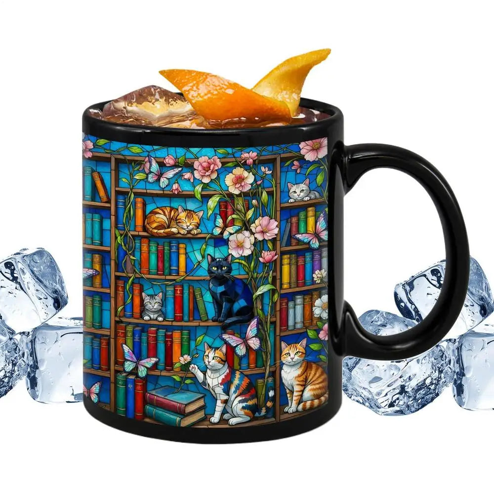 Ceramic Mug Heat-Resistant Drinkware 350ml Ceramic Cup for Book Lovers for Chocolate Tea Water Juice Home Dorm Hotel Apartment Peaceful Pleasures Health and Wellness B CN