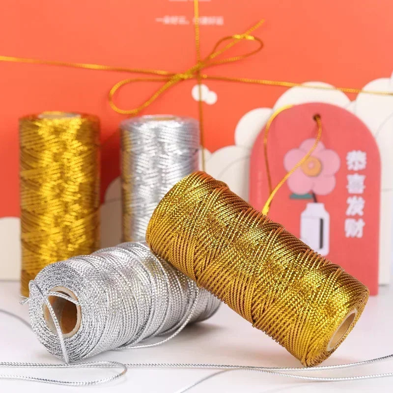 1.5mm Metallic Macrame Cord 100M – Gold & Silver DIY Craft Rope