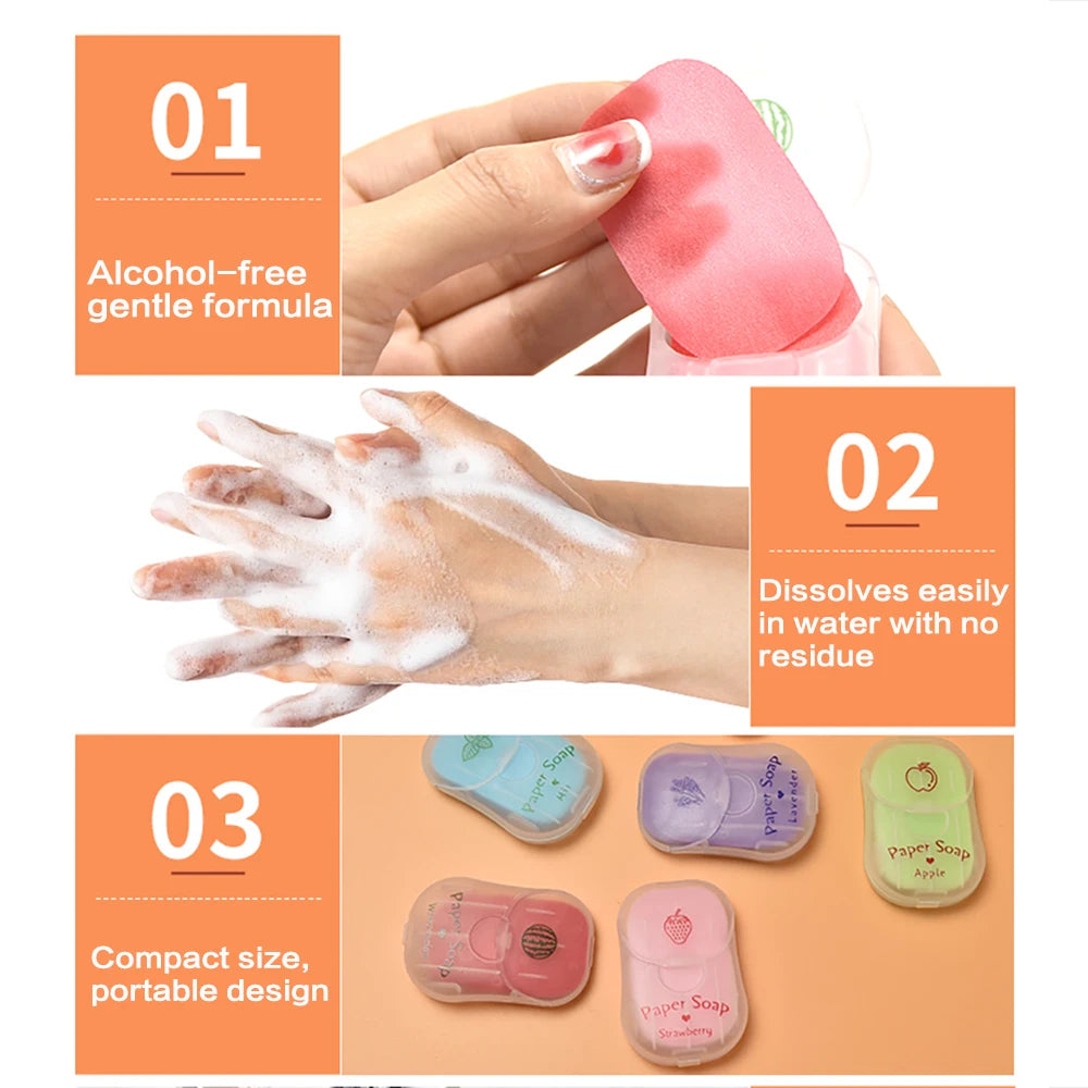 Portable Hand Soap Sheets for Travel | Dissolving Cleanser Wipes | Alcohol-Free | On-the-Go 50 sheets/box Peaceful Pleasures Health and Wellness