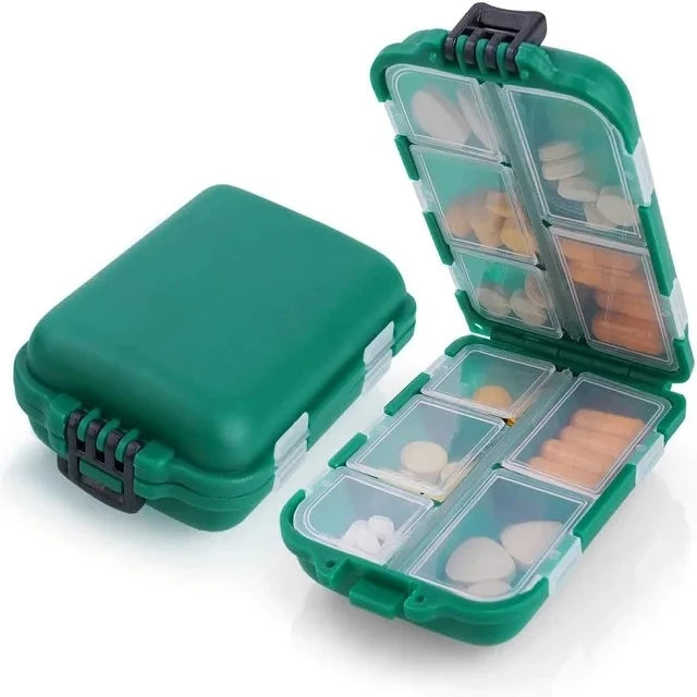 Portable Pill Organizer Medicine Holder Tablet Storage Drug Container Dispensers Case for Vitamins Fish Oils Pill Box Peaceful Pleasures Health and Wellness 10C Green
