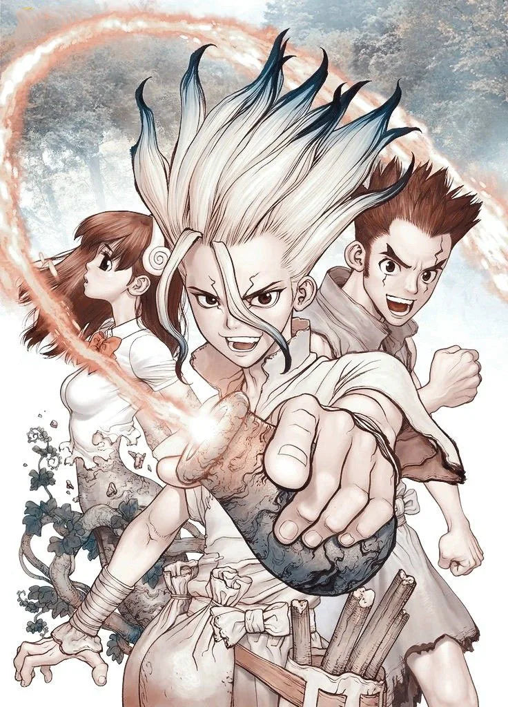 Dr. Stone Anime Canvas Wall Art Poster | Retro Graffiti Fan Gift