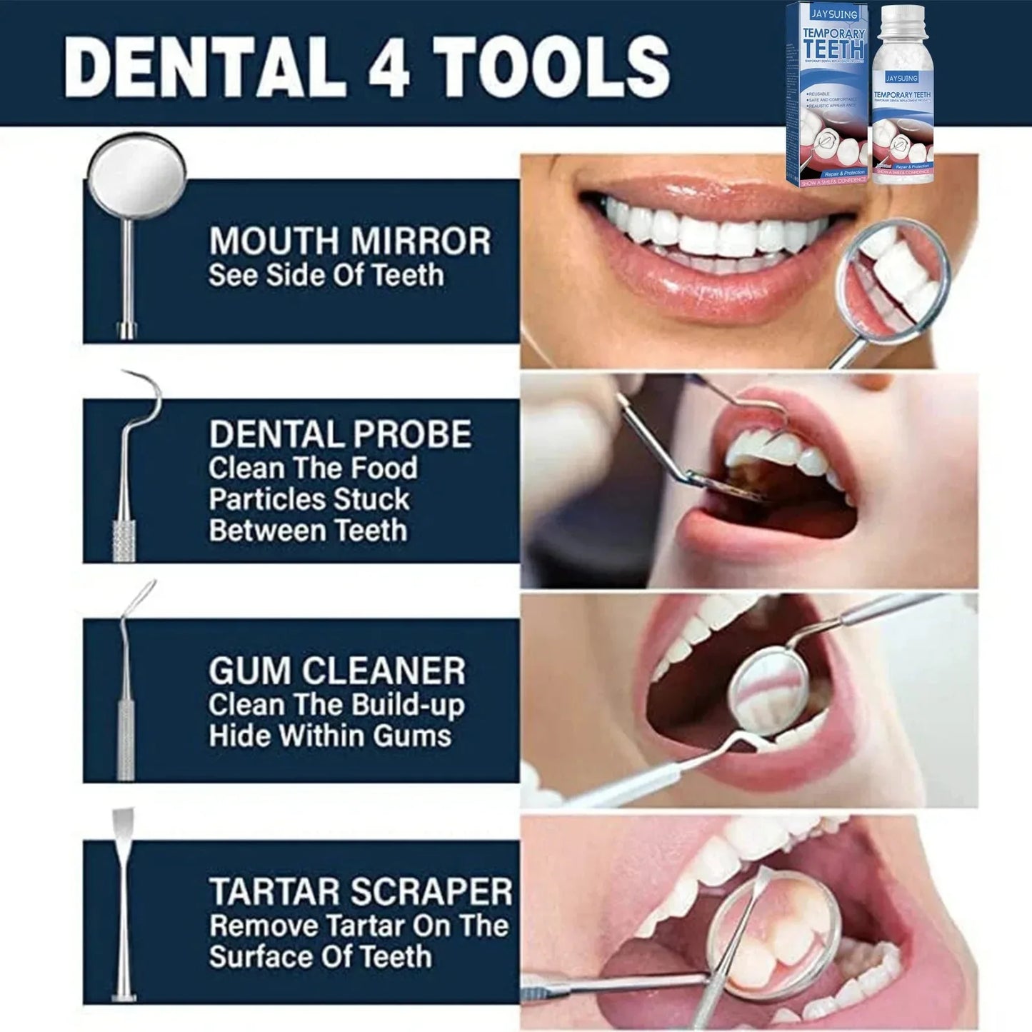 Temporary Resin Tooth Repair Kit Shapeable Solid Glue Denture Adhesive Teeth Whitening Gel Fill Resin FalseTeeth Solid Glue Peaceful Pleasures Health and Wellness