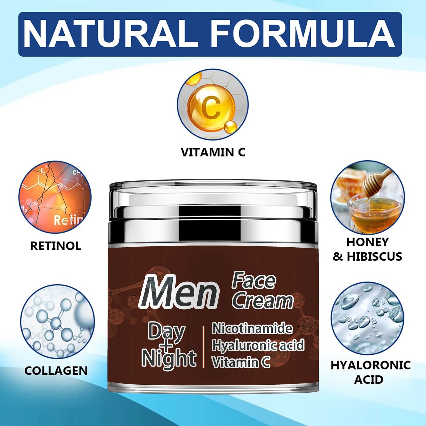 VAITE Mens Face Skin Moisturizer with Collagen, Retinol Ant-Aging, Anti-Wrinkle Under the Eyes Men's cream care for Face with Hi Peaceful Pleasures Health and Wellness