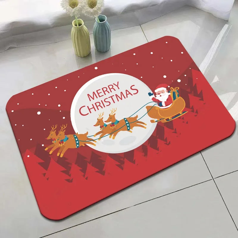 Christmas Crystal Velvet Non-Slip Door Mat | Holiday Welcome Mat