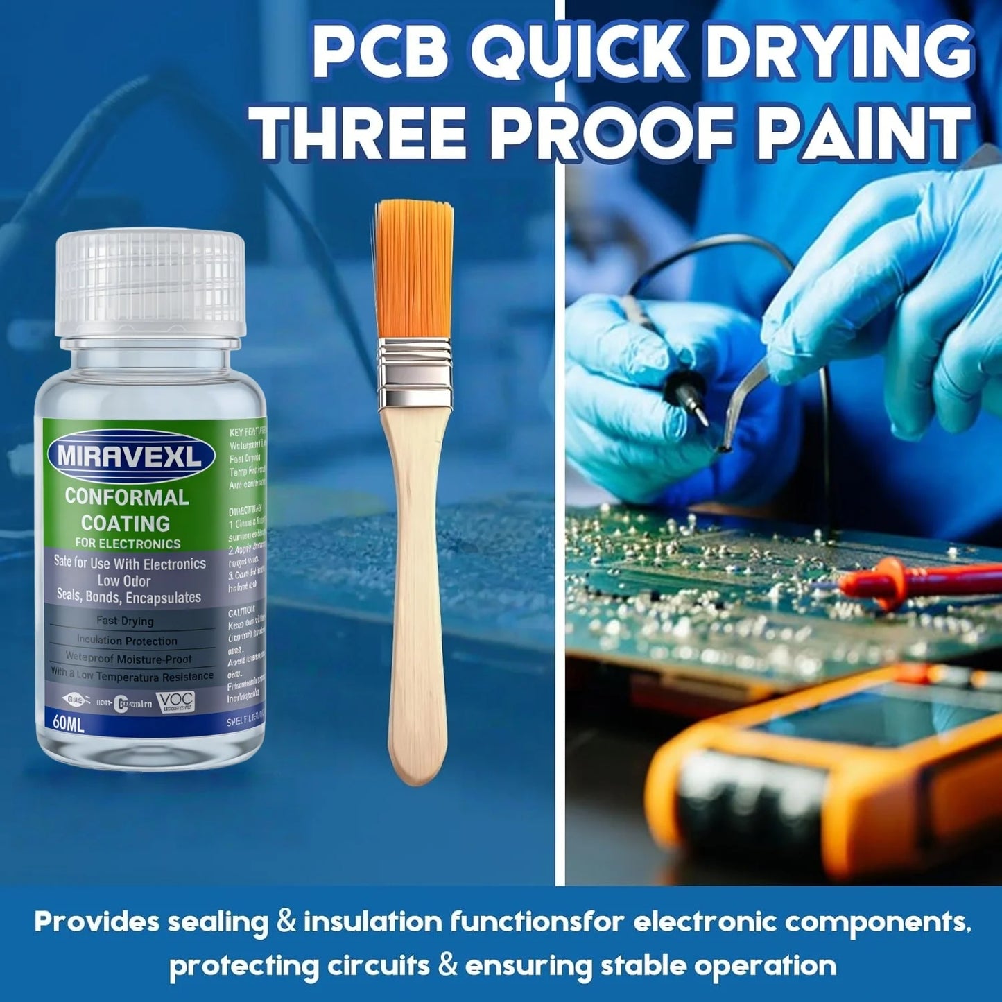 Waterproof PCB Conformal Coating Clear Insulating Varnish Fast Dry Circuit Board Protection Liquid w/ Brush Electronics Peaceful Pleasures Health and Wellness