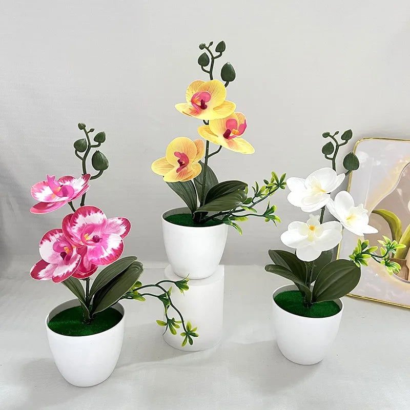 Silk Butterfly Orchid Artificial Plant | Desktop Potted Decor