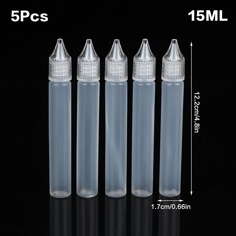 5-Pack Refillable Dropper Bottles 10–50ml | Pen Tip Design