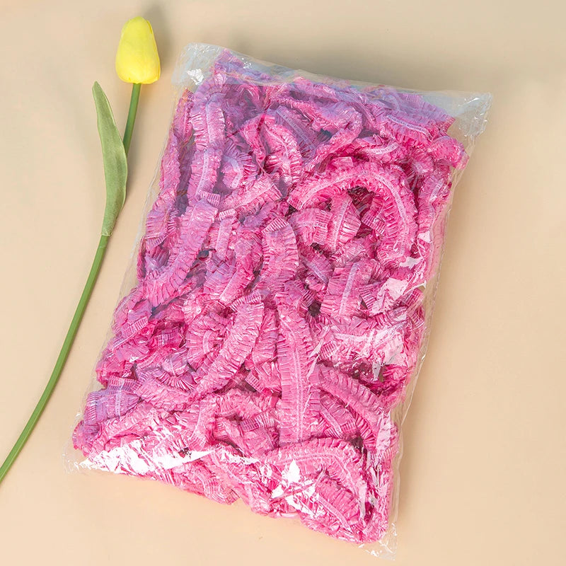 80pcs Shower Cap Head Cover Elastic Plastic Thickened Pink Round Cover Food Kitchen Bathroom Accessories Food Preservation Bag Peaceful Pleasures Health and Wellness