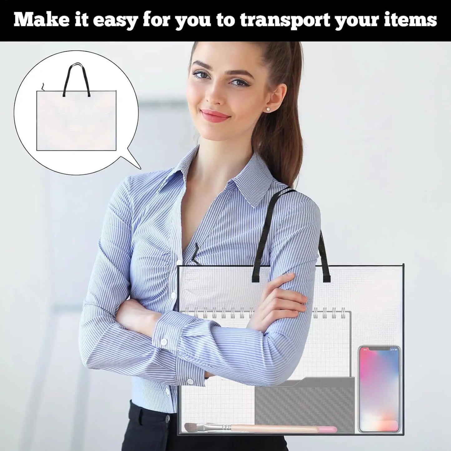 19x25" Clear Art Portfolio Bag – Zippered Waterproof Carry Case