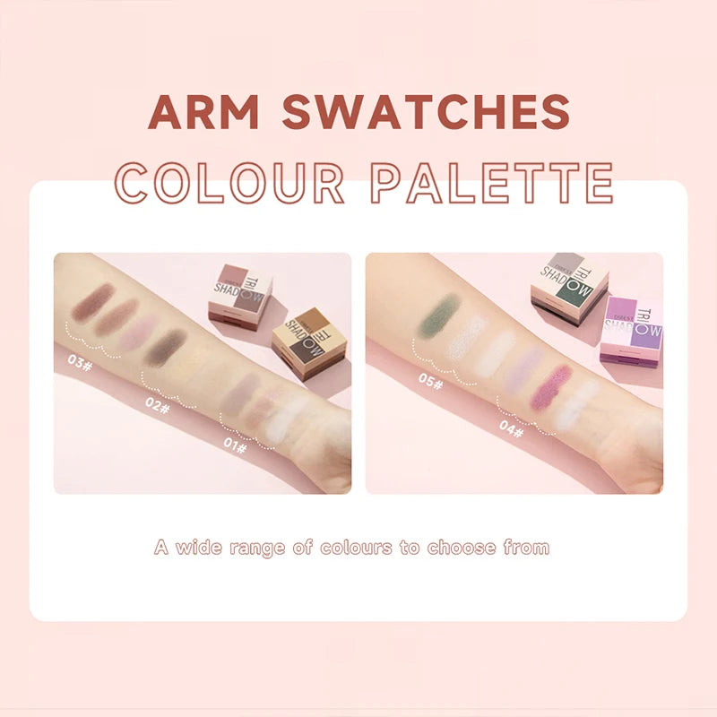 1 piece, three in one eye shadow palette, portable makeup, matte and shiny finish, multi-functional neutral tone, easy to mix Peaceful Pleasures Health and Wellness