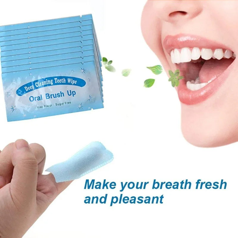 100/200pcs Deep Cleaning Mint Teeth Whitening Finger Wipes - Fresh Breath Oral Care Wipes Peaceful Pleasures Health and Wellness