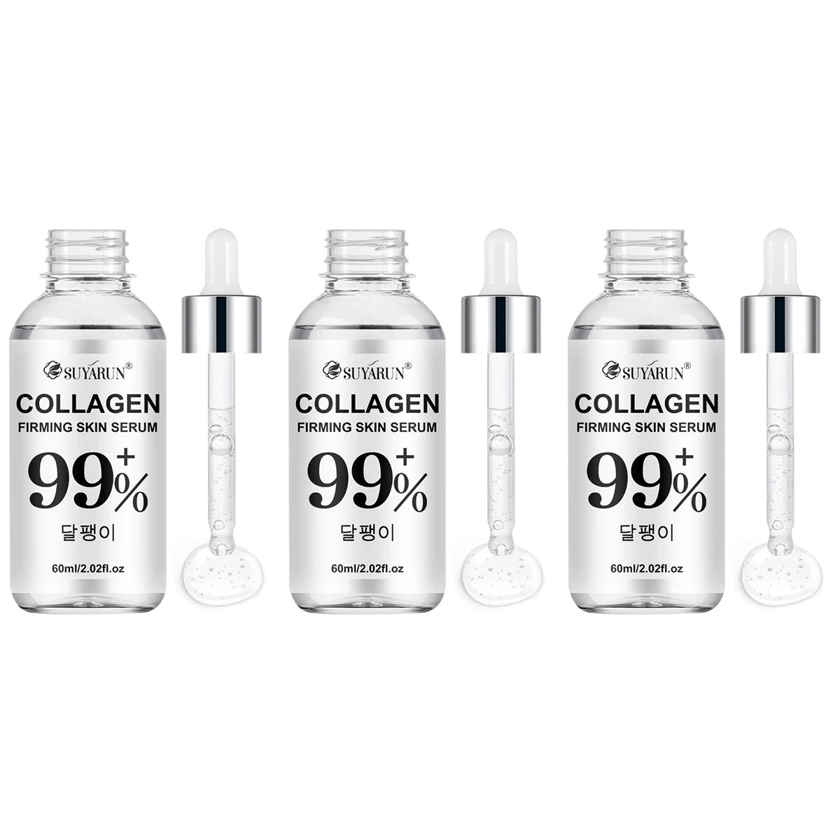 SUYARUN Collagen Firming Serum for Face - Anti-Aging & Skin Tightening Essence with Hyaluronic Acid, Fast Shipping. Peaceful Pleasures Health and Wellness 60ml-3pcs