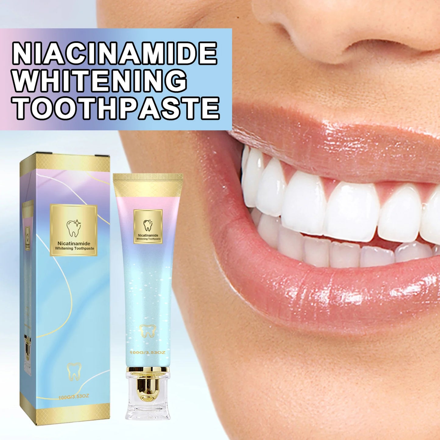 Nicotinamide Brightening Toothpaste Deep Cleaning Yellow Teeth Stains Removal Fresh Breath Enamel Gums Care Whitening Toothpaste Peaceful Pleasures Health and Wellness