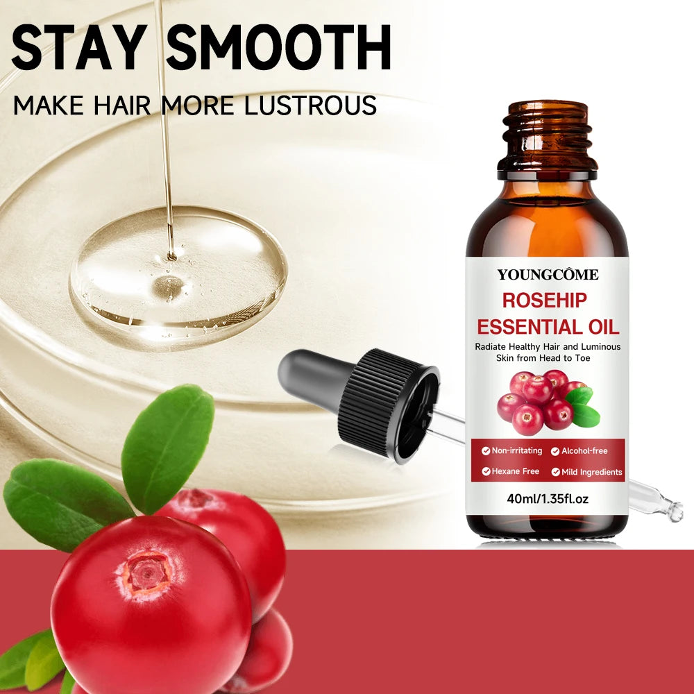 Pure Rosehip Essential Oil Fade Fine Line Lifting Firming Repair Moisturizing Whitening Nourishing Skincare Oil for Hair Face Peaceful Pleasures Health and Wellness
