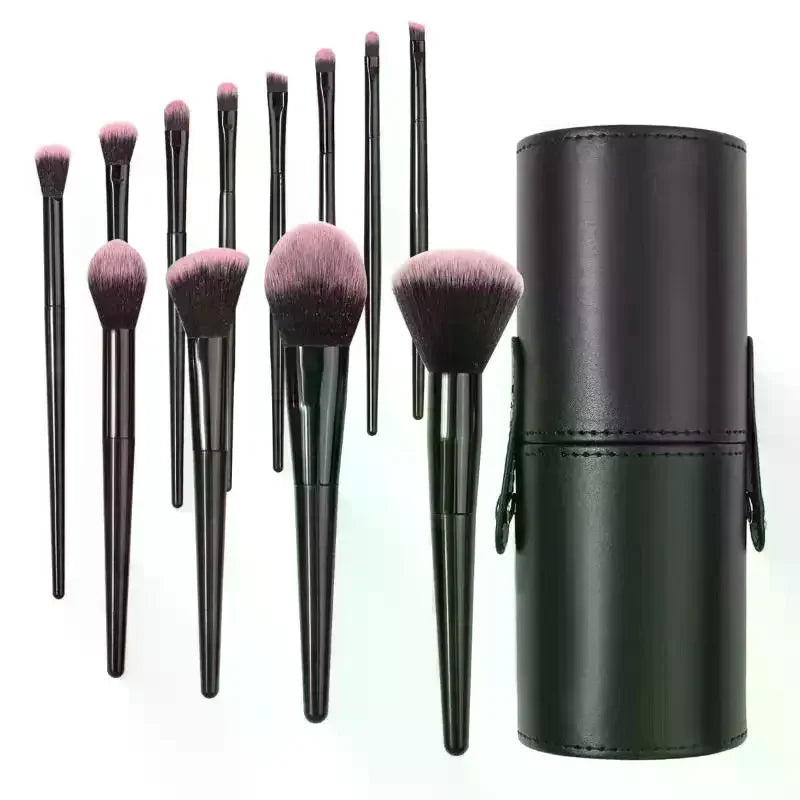 12Pcs Professional Makeup Brush Set Soft Synthetic Hair Brushes With Powder Puff For Foundation Powder Eyeshadow Travel Tools Peaceful Pleasures Health and Wellness