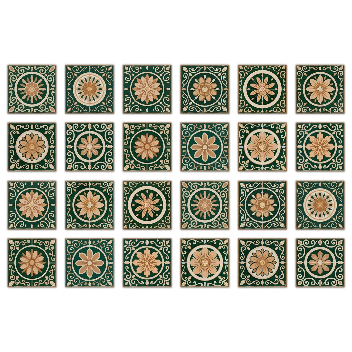 24 pieces European style flower tiles wall stickers Self-adhesive kitchen bathroom decorative ceramic tiles stickers glossy crys Peaceful Pleasures Health and Wellness NHZ40 20X20cm 24PCS