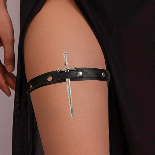 Medieval Leg Props PU Leather Punk Rivet Leggings Harness Metal Sword Peaceful Pleasures Health and Wellness