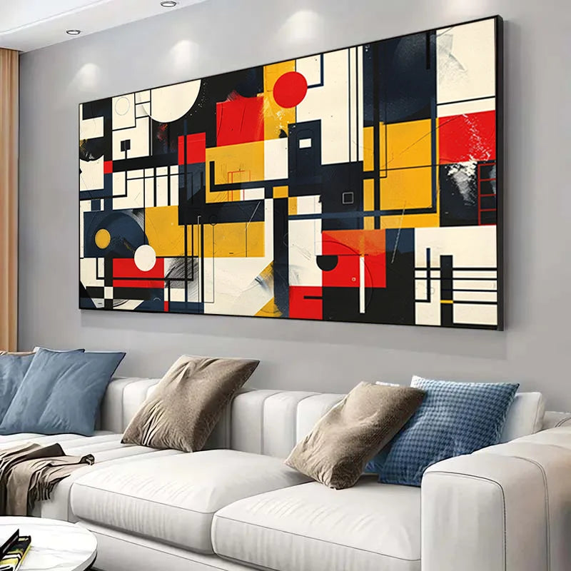 Vibrant Geometric Abstract Canvas Art - Modern Wall Decor, Colorful Shapes & Textures for Living Room, Bedroom - Style Poster Peaceful Pleasures Health and Wellness