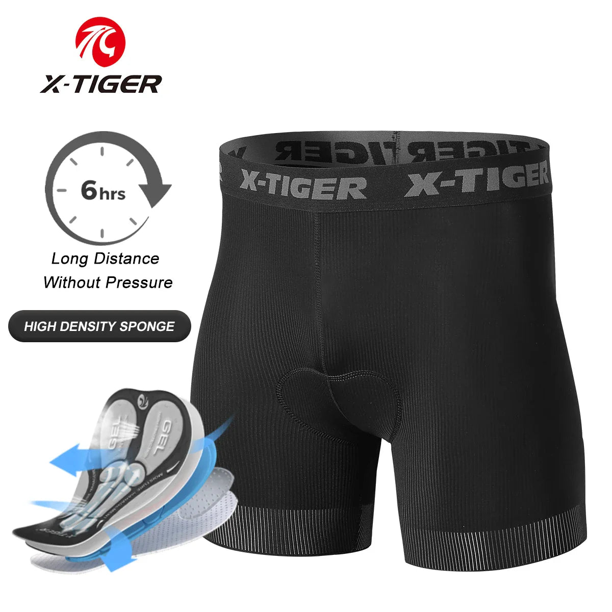 X-TIGER Men's Gel Pad MTB Cycling Shorts – Breathable Underwear