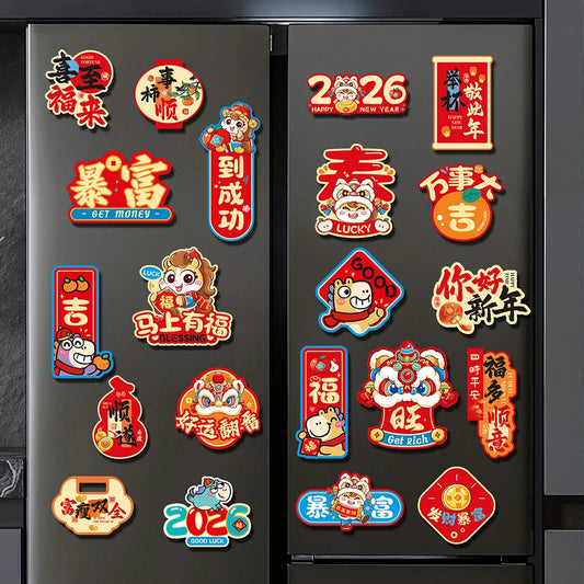 Chinese New Year Refrigerator Decoration Year Of Horse Chinese New Year Fridges Magnets Luck Festive Decoration For Home Kitchen Peaceful Pleasures Health and Wellness