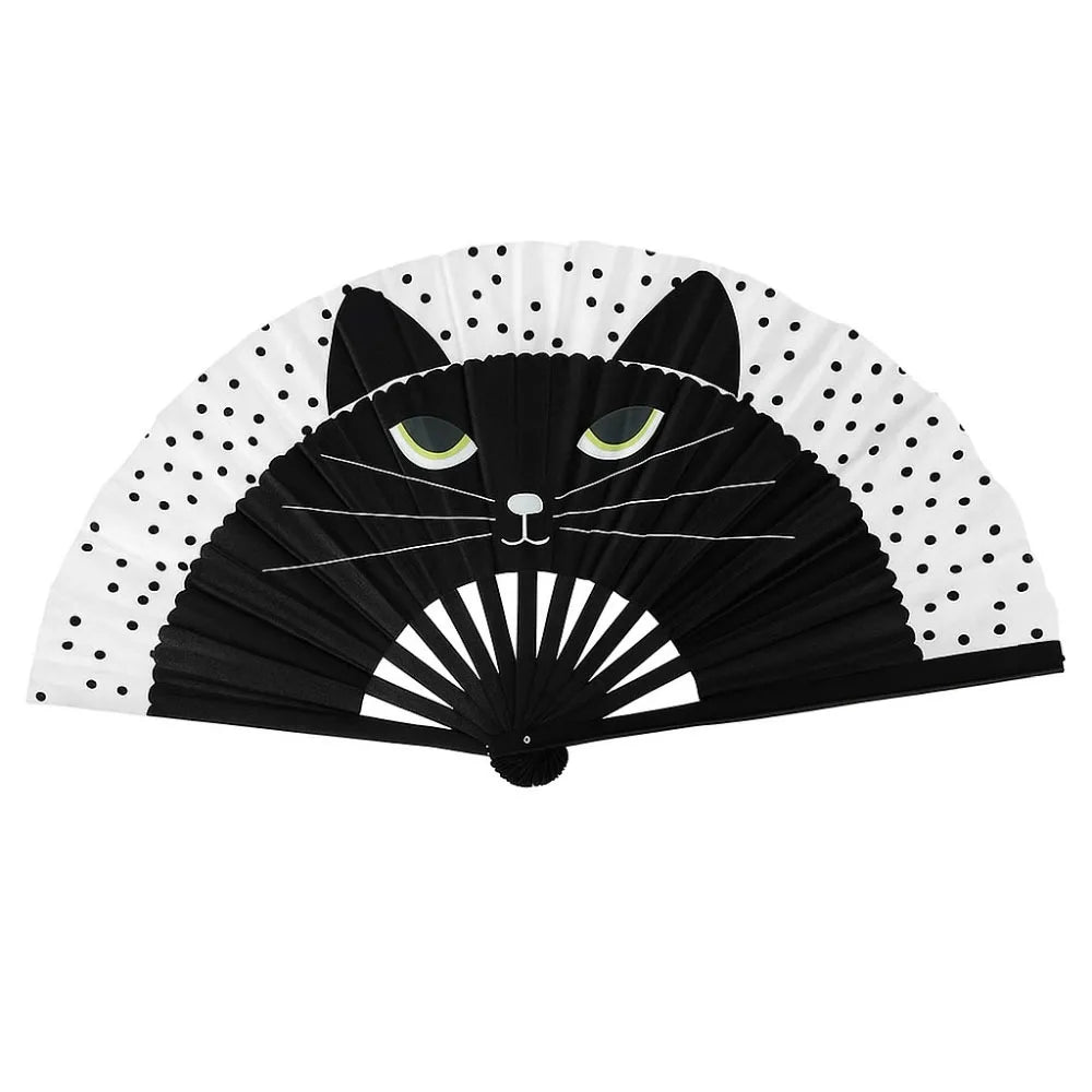 Bamboo Silk Cat Pattern Folding Fan – Decor & Gift