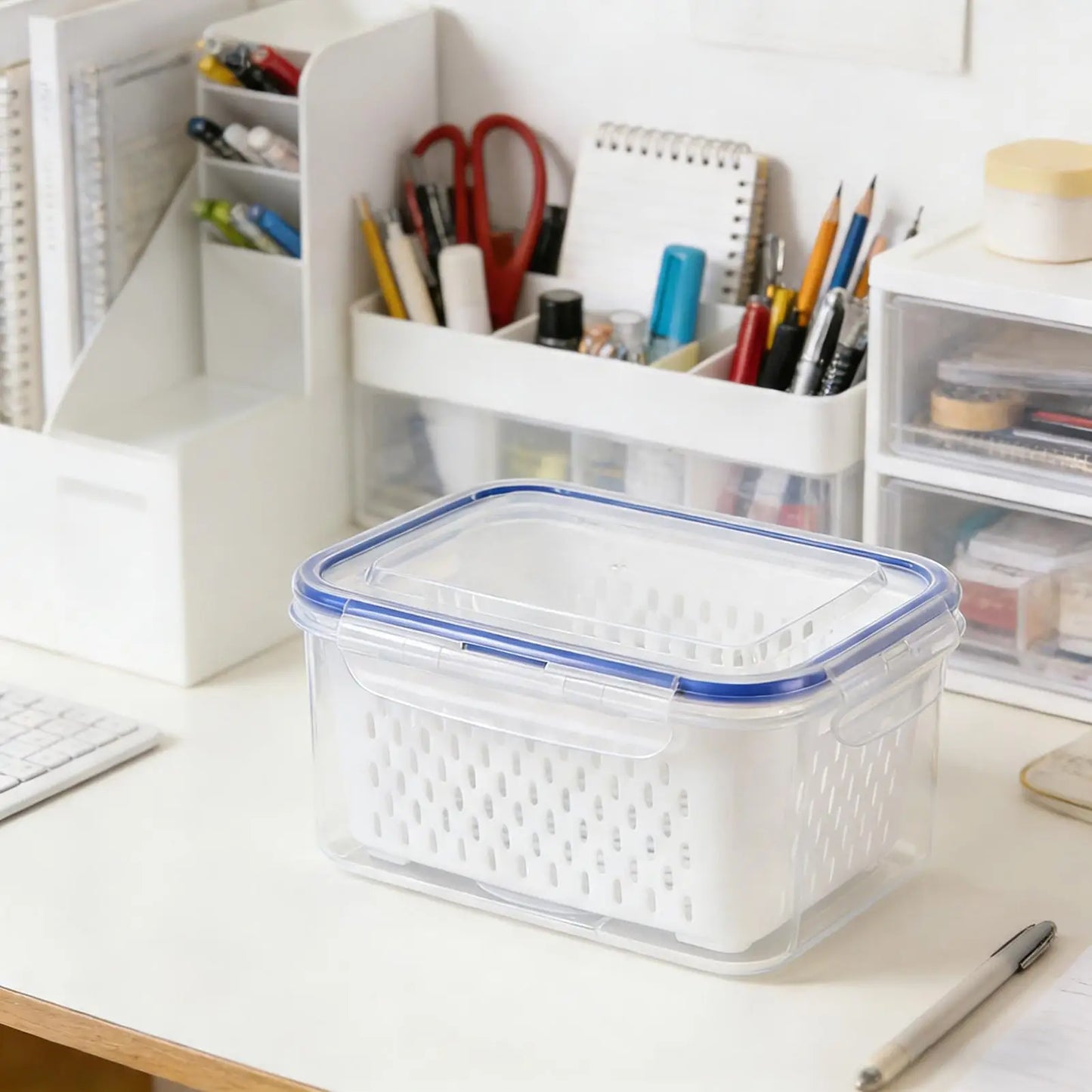 4-in-1 Food Storage Container with Lid & Colander