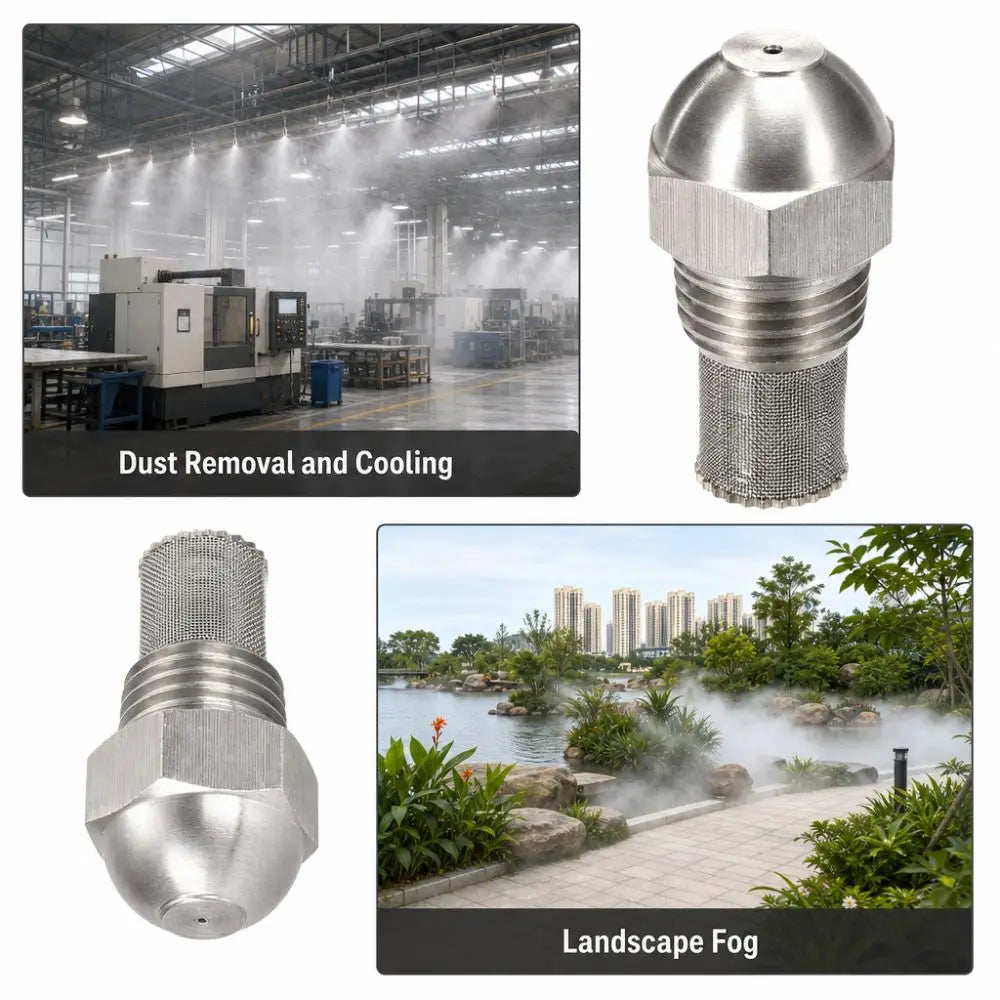 2-Pack 304 Stainless Steel Misting Nozzles 1/4 BSPT 1.5mm Spray