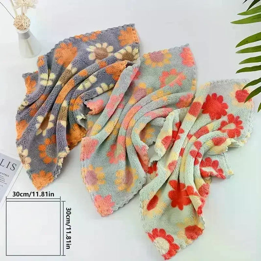 Coral Microfiber Dishcloths | Sunflower Kitchen Cleaning Cloths 5pk Microfiber Dishcloths Peaceful Pleasures Health and Wellness