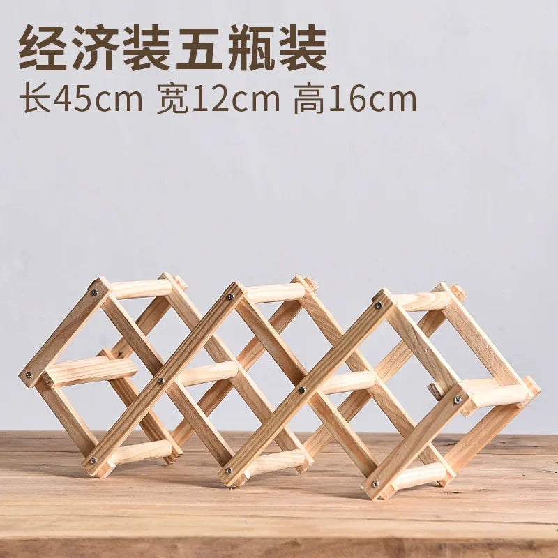 Wooden Double-layer Red Wine Display Piece Solid Wood Modern Minimalist Desktop Red Wine Display Rack Red Wine Display Rack Peaceful Pleasures Health and Wellness Wood color 5 grids