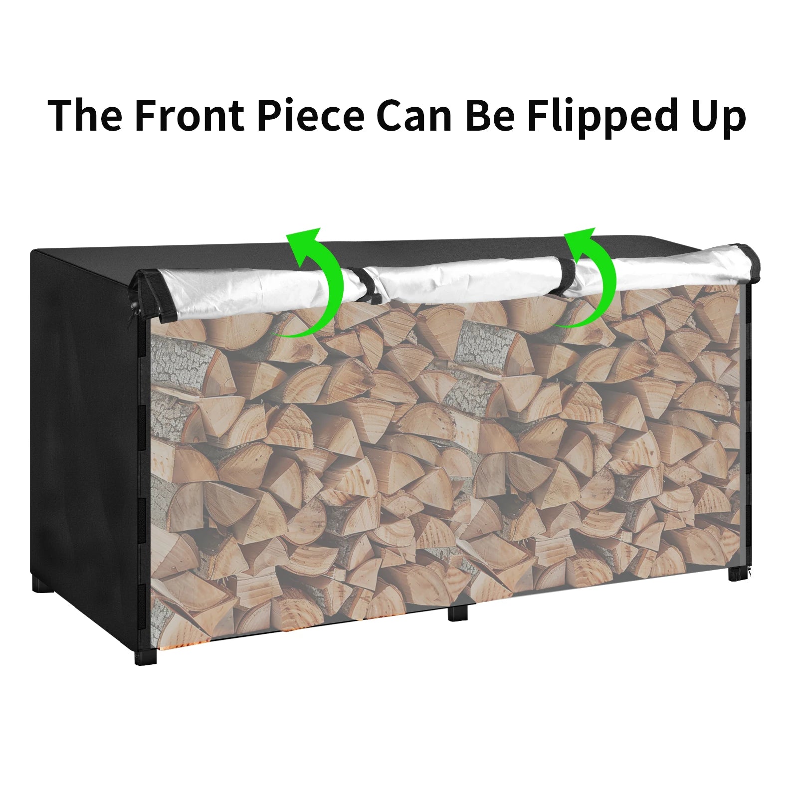 Log Rack Cover Outdoor Waterproof Wind/Snow proof Firewood Covers Log Storage Covering for Patio Garden Backyard Oxford Fabric Peaceful Pleasures Health and Wellness