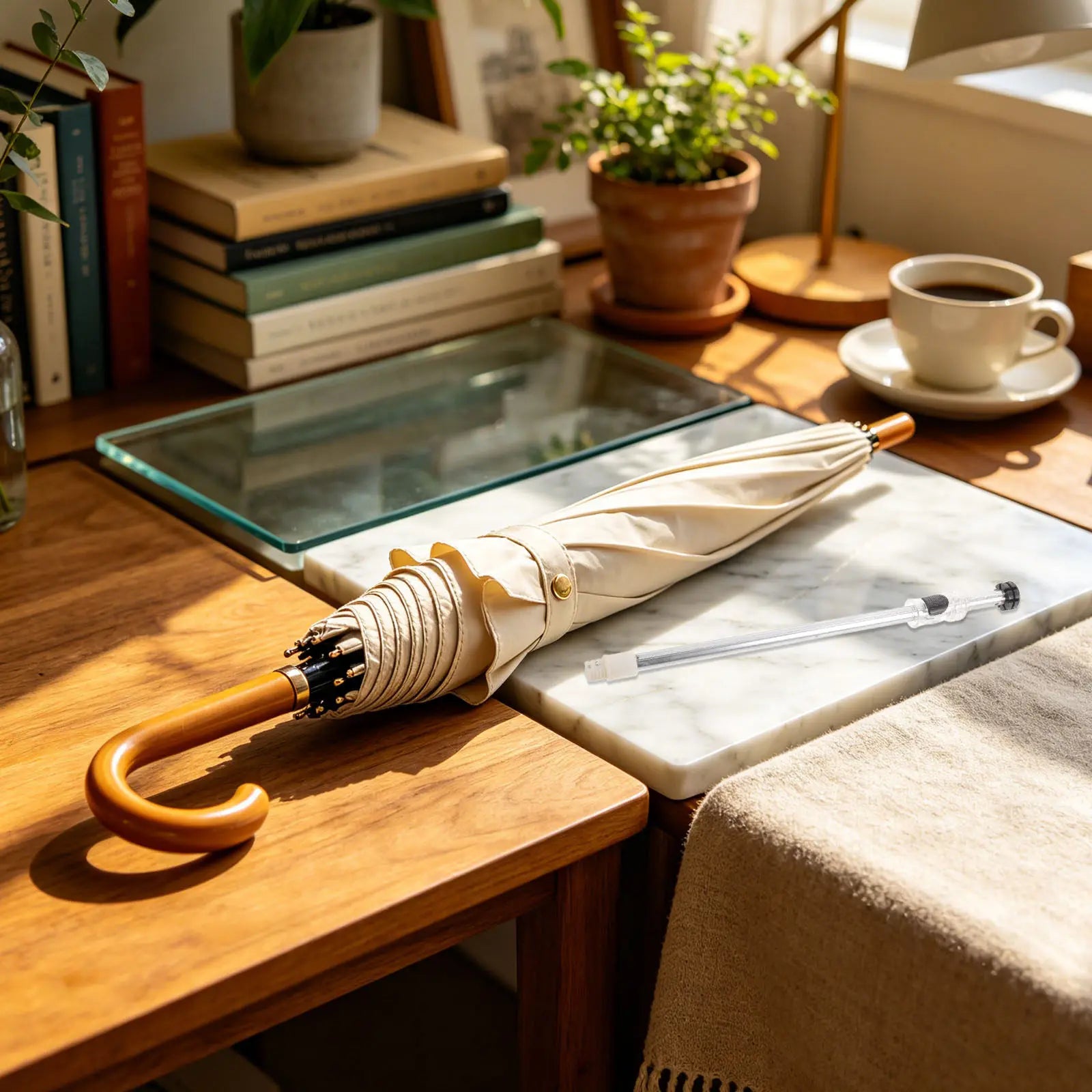 Telescoping Umbrella Shaft Replacement for 7 Rib Folding Umbrellas Strength Meets Lightness Smooth Folding Mechanism Repair Peaceful Pleasures Health and Wellness