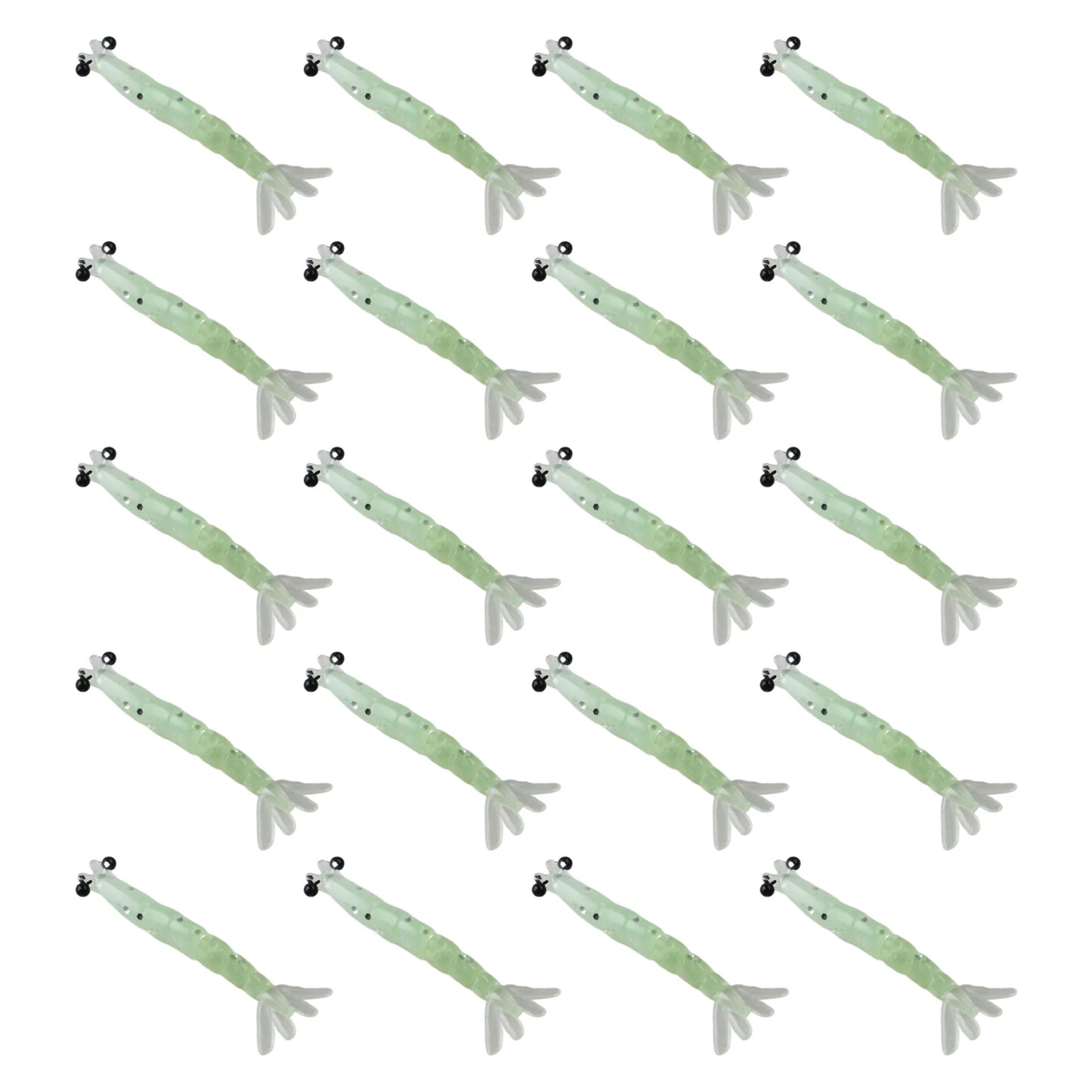 20Pcs Soft Worm Shrimp Fishing Lure Realistic Shrimps Bass Bait Glitter Direct Fishing Tackle Lures For Stream Fisher Peaceful Pleasures Health and Wellness Luminous